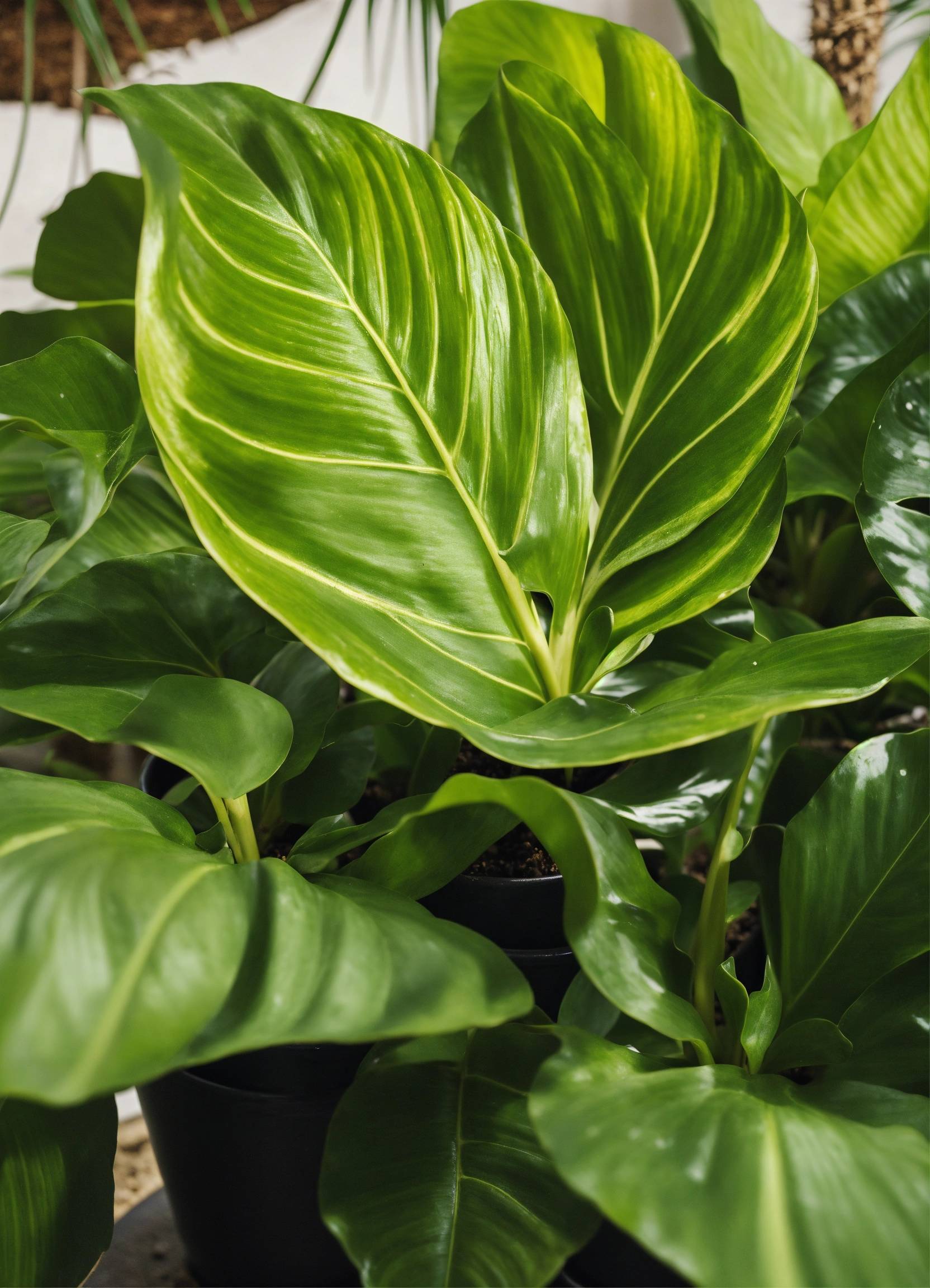 single lush green tropical plant in pot (1) single lush green tropical plant in pot (1)